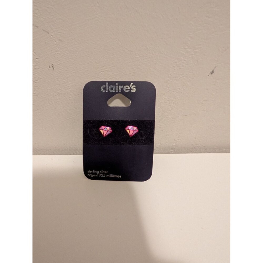 Sterling Silver Diamond-Shaped Stud Earrings By Claires